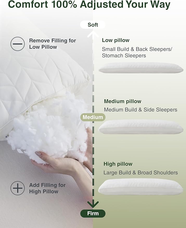 ZonLi Long Body Pillows for Adults, Memory Foam Body Pillow Adjustable, Firm Support for Side Sleepers, Pregnant Women, Washable Quilted Pillowcase, Gifts, 20 x 54 Inch, Sage Green Set