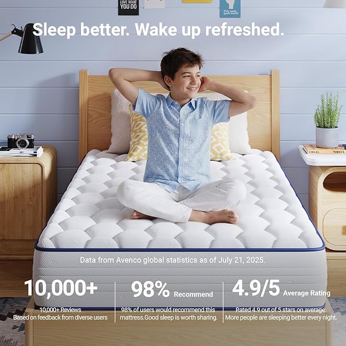 Avenco 8 Inch Full Size Mattress in a Box, Hypoallergenic & Back Pain Relief, Hybrid Full Mattresses Fiberglass Free CertiPUR-US Certified Colchones No Box Spring Needed