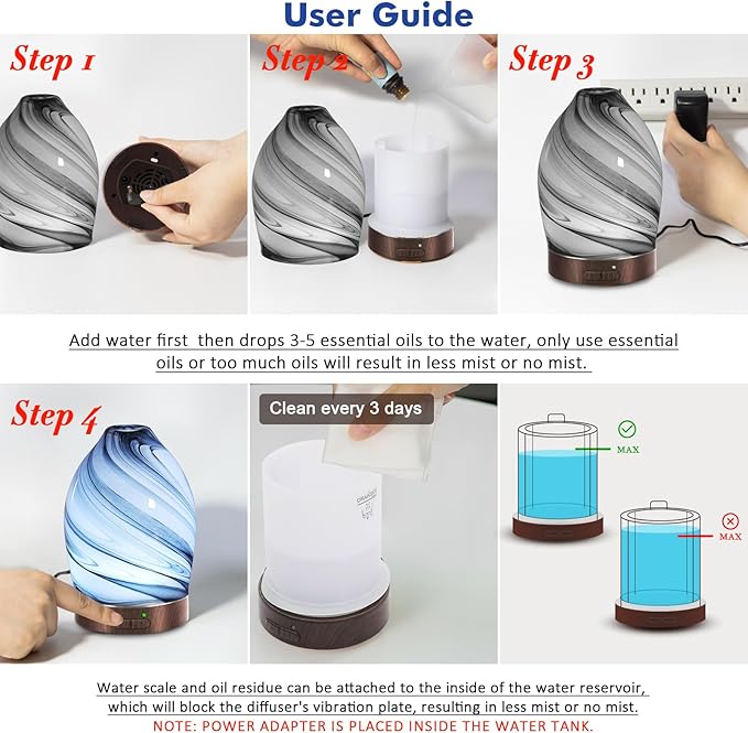 Essential Oil Diffuser Diffuser -Aromatherapy Diffuser for Essential Oils with Timer and 7 Colors LED Light Ultrasonic Diffuser with Auto Shut-Off, Home Office Decor&Gift（Storm Cloud）