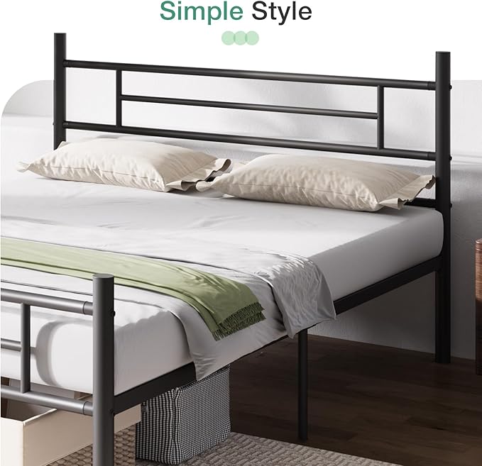Novilla Queen Bed Frame with Headboard and Footboard, 14 Inch Metal Platform Bed Frame Queen Size, Large Storage Space, Heavy Duty Slats Support, Mattress Foundation No Box Spring Needed