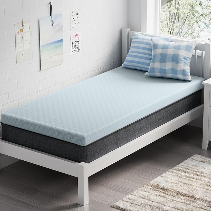 OhGeni Memory Foam Mattress Topper Pad, with Cover, Soft Bed Cover with Anti-Slip Base, Size Twin XL, Style 3 Inch