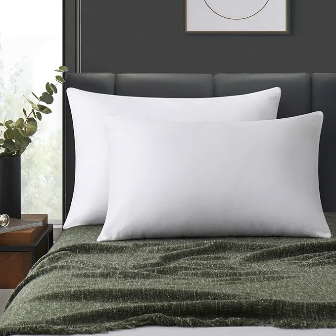 100% Cotton Zippered Pillow Cases Standard Size Set of 2, Super Soft & Breathable Pillow Protectors with Zipper, White Pillow Case Covers 20x26 Inches