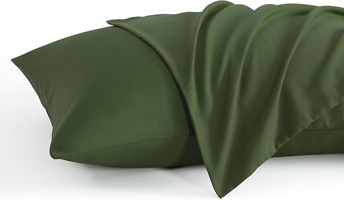 NTBAY King Pillow Cases Set of 2, 2 Pack Brushed Microfiber 20x36 Pillow Cases, Soft, Wrinkle, Fade, Stain Resistant Olive Green Pillow Cases with Envelope Closure, 20x36 Inches, Olive Green