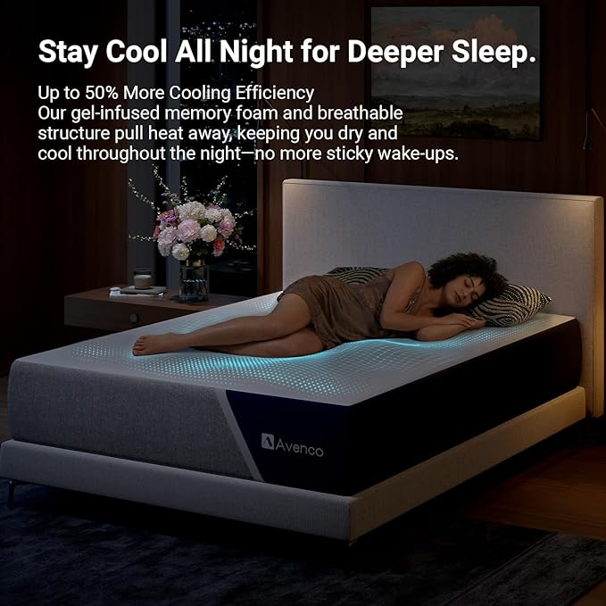 Avenco 10 Inch King Size Mattress with Open-Cell Foam for Breathable Comfort, Gel Memory Foam King Mattresses with Removable Cover, CertiPUR-US Certified Mattress in a Box