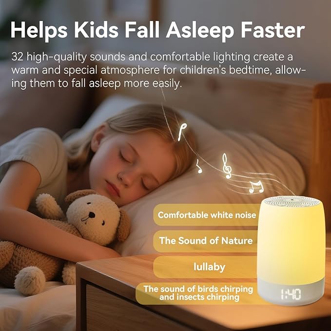 Sound Machine White Noise Machine with 32 Soothing Sounds, Bluetooth Speaker Alarm Clocks for Bedrooms with Wake up Light, Night Light for Kids, App Control Birthday Gifts for Teenage Girls Boys Women