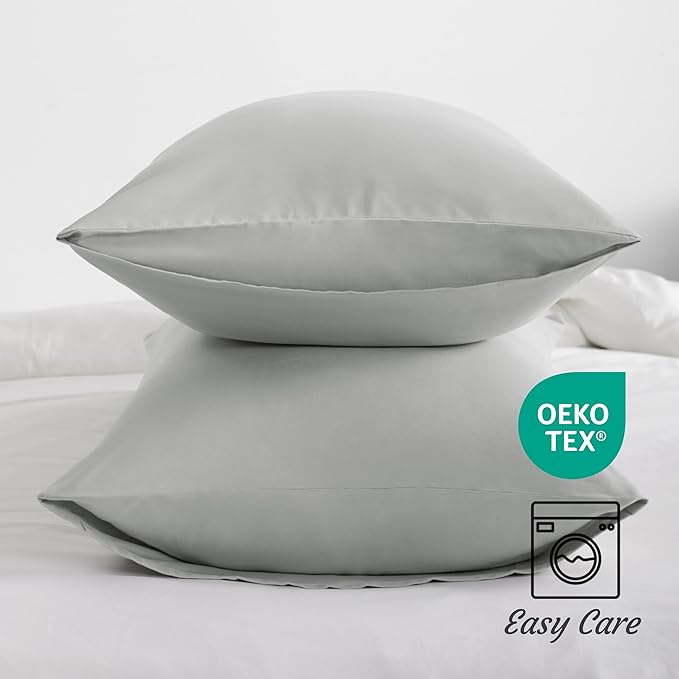 NTBAY King Pillow Cases Set of 2, 2 Pack Brushed Microfiber 20x40 Pillow Cases, Soft, Wrinkle, Fade, Stain Resistant Light Grey Pillow Cases with Envelope Closure, 20x40 Inches, Light Grey
