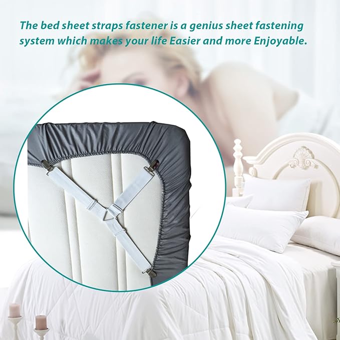 RayTour Bed Sheet Holder Straps Sheet Keepers Bedsheet Holders Fasteners 2 Sets