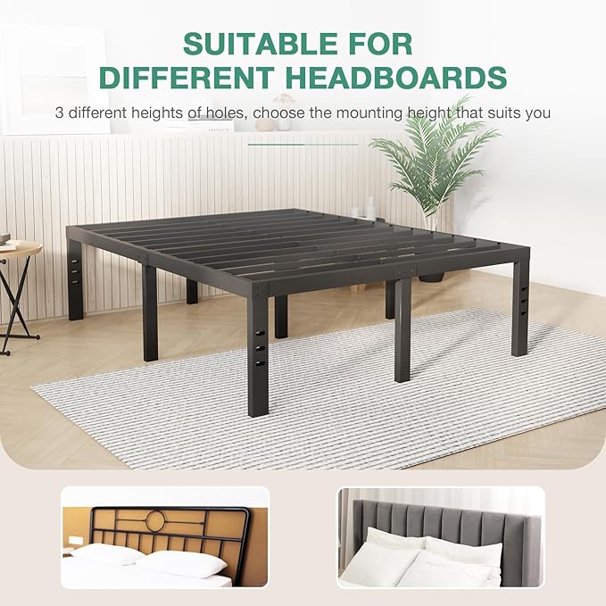 Novilla Bed Frame Full Size, 16 Inch Simplicity Metal Platform Full Size Bed Frame with Underbed Storage, No Box Spring Needed, Heavy Duty Steel Slat Support, for Bedroom, Guest Room, Noiseless