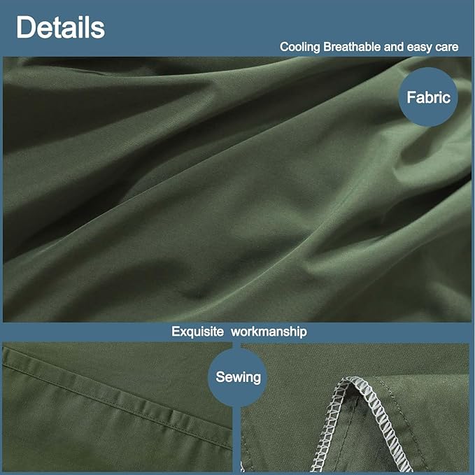 WhatsBedding Body Pillow Cover Cotton Fabric, Long Pillowcase Breathable & Skin-Friendly, Envelope Closure - Olive Green (20x54 inch)