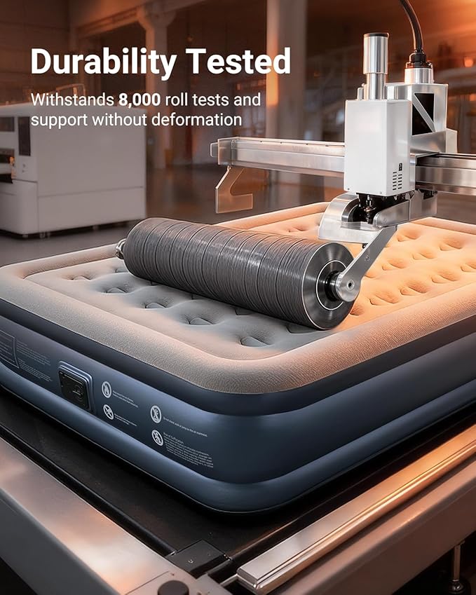 iDOO Queen Air Mattress with Built in Pump, 18 Raised Comfort Inflatable Blow up Mattress, Upgraded Support Structure Portable Air Bed for Camping, Guests and Home, Colchon Inflable, 650lbs Max