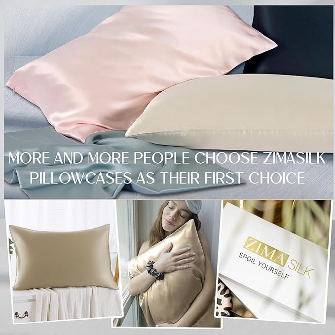 ZIMASILK 100% Pure Mulberry Silk Pillow Cases for Hair and Skin, Soft, Hypoallergenic & Smooth, Both Sides Grade 6A Silk, with Hidden Zipper, Gift for Women Men, 1pc (Body 20"x54", Taupe)