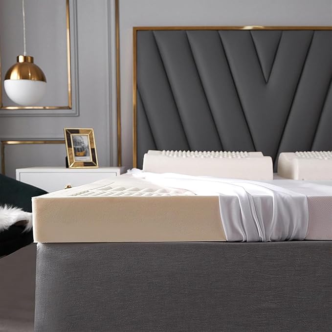 Medium Firm Feel Latex Mattress, Natural Latex Full Mattress Pure Green Natural Latex Mattress Pressure Relief for Side Sleepers Zonal Support Durable and Breathable,Queen,60"×80"×1"