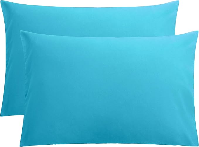 FLXXIE Pillow Cases Queen, Soft Microfiber Pillow Covers with Envelope Closure, Wrinkle Resistant Pillowcases, 2 Piece Set, 20x30, Blue