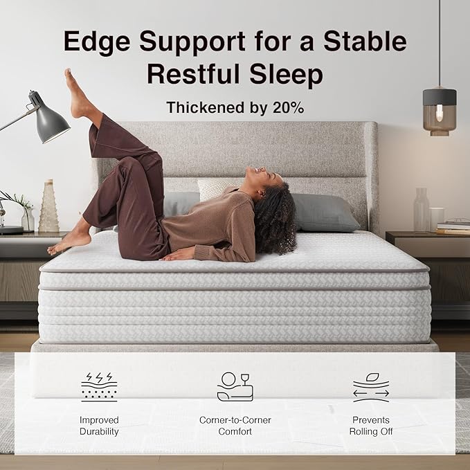 Novilla California King Mattress, 14 Inch CLK Mattresses in a Box with Smarts™ Pocket Coil for Pressure Relief, Medium Plush Foam and Spring Hybrid Colchones with CertiPUR-US Certified