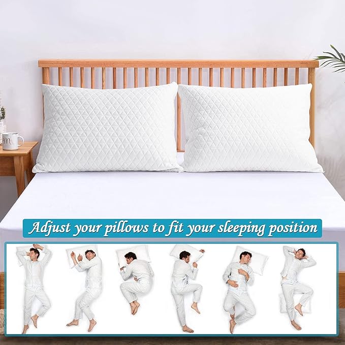 KEYOOHOME Shredded Memory Foam Pillows for Sleeping,Bed Pillows Queen Size Set of 2 Pack Cooling Adjustable,Good for Side and Back Sleeper with Washable Removable Cover