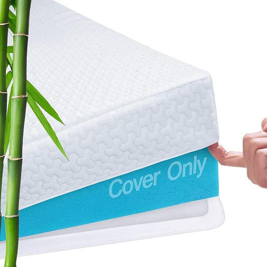 Mattress Topper Cover Twin XL Size (Only Cover) 3 Inch Mattress Protector Cooling Rayon Zippered Mattress Encasement with Adjustable Straps for Latex Mattress Topper Memory Foam Cover
