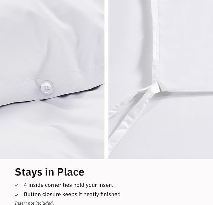 California Design Den Duvet Cover King Size Only - Winner Good Housekeeping Best Bedding Awards 2025, Premium 400 Thread Count Sateen, 100% Cotton Duvet Covers, Button Closure & Corner Ties - White
