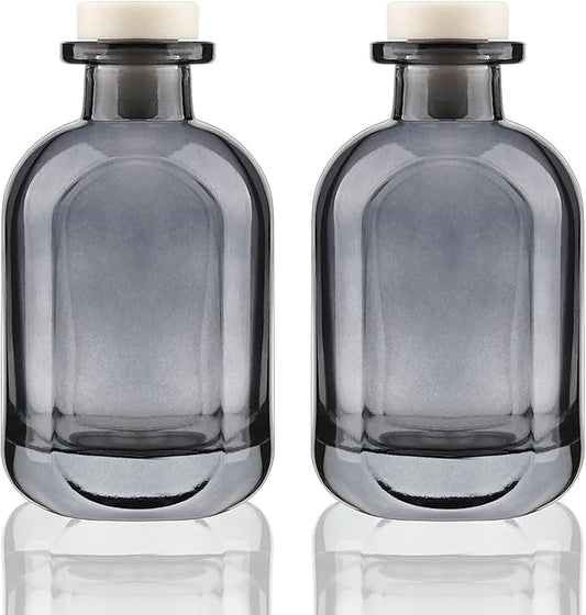 Glass Diffuser Bottles 2 Pack 5oz/150ml Reed Diffuser Bottle Empty Diffuser Bottle Refillable Aromatherapy Storage Container Reed Diffuser Sticks Bottles(Grey)