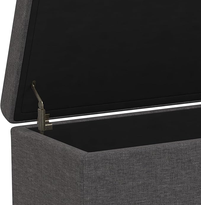 SIMPLIHOME Avalon Extra Large Storage Ottoman Bench - 54 inch Wide Upholstered Linen Look Fabric Rectangular Lift-Top Ottoman in Slate Grey, Contemporary Bench for Living Room with Hidden Storage