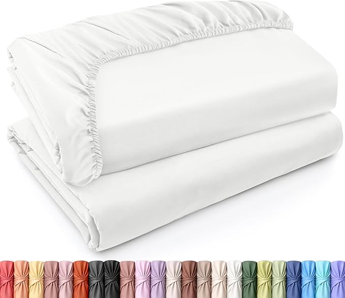 Utopia Bedding Twin XL Fitted Sheets - Bulk Pack of 2 Bottom Sheets - Soft Brushed Microfiber - Deep Pockets - Shrinkage & Fade Resistant - Easy Care (Twin XL, White)