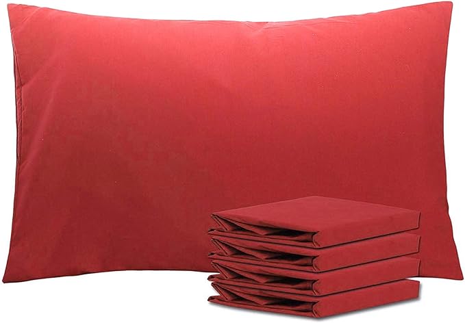 NTBAY Queen Pillowcase Set - 4 Pack Brushed Microfiber 20x30 Pillowcases - Soft, Wrinkle-Free, Fade-Resistant, Stain-Resistant, Wine Red Pillowcases with Envelope Closure - 20x30 Inches, Wine Red