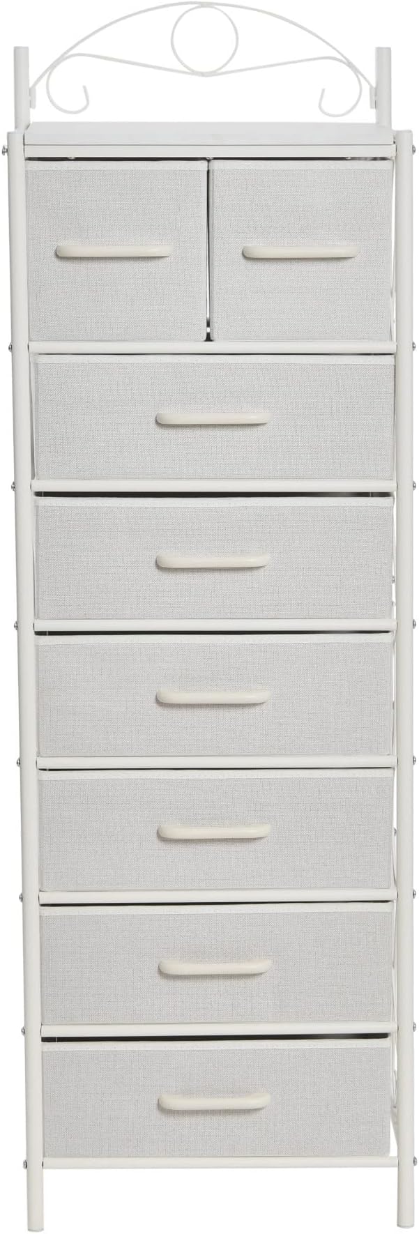 Household Essentials Scandinavian White Iron & Wood Tower Dresser