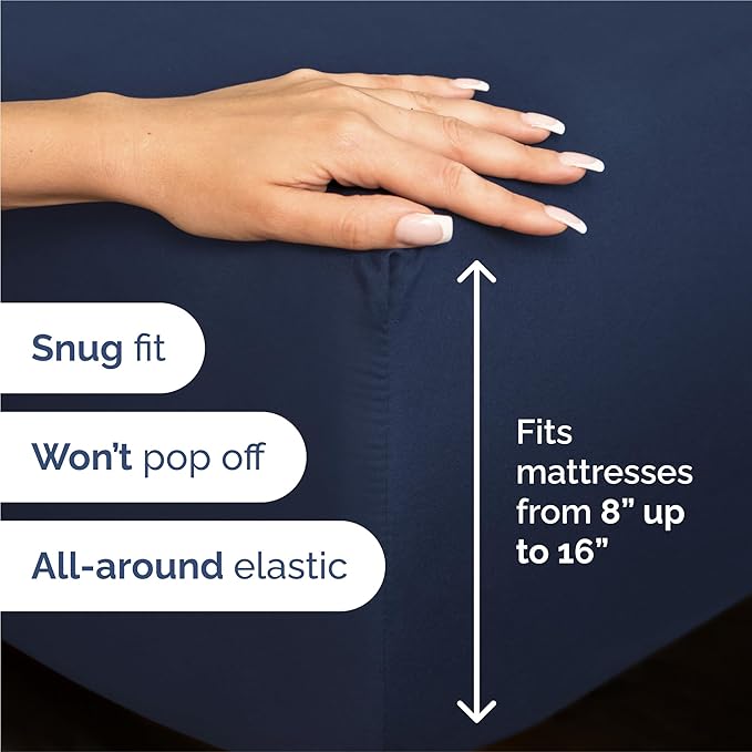 King 6 Piece Sheet Set - Comfy, Breathable & Cooling - Hotel Luxury Bedding for Women, Men, Kids, Teens & Children - 1 Flat & 1 Fitted Sheet & 4 Pillowcases w/ Deep Pockets - Wrinkle Free - Navy Blue