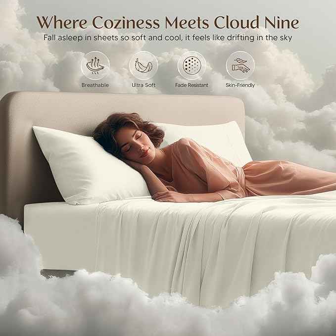Utopia Bedding Twin Sheet Set – 3 Piece Bed Sheets for Twin Size Bed, Soft and Breathable Microfiber, Includes 1 Fitted Sheet, 1 Flat Sheet and 1 Pillowcase – Oeko Tex (Ivory)