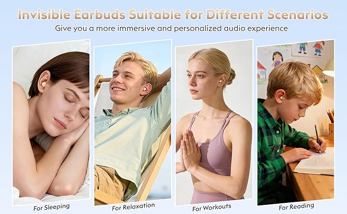 Smallest Sleep Earbuds for Side Sleepers, [Upgrade 2026 Version] Ultra-Comfort & Lightweight Wireless Mini Sleep Headphones, No Low Battery Beep Noise Isolation Ear Buds for Sleeping Working