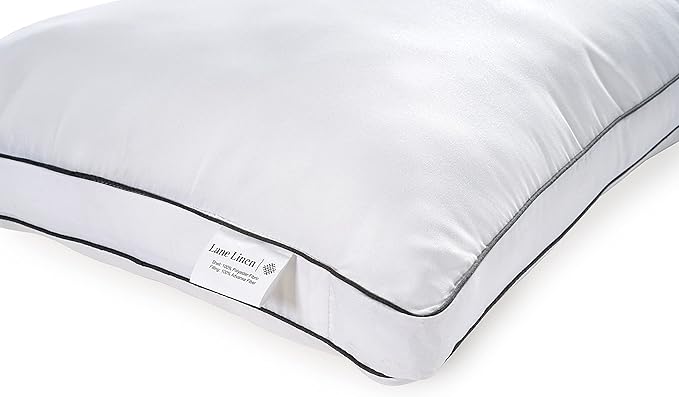 LANE LINEN Bed Pillows Standard Size Set of 4-20"x26" Medium Firm Down Alternative Pillows for Sleeping, Hotel Quality Back Stomach or Side Sleeper 4 Pack Pillow, Cooling Soft Easy Care - White