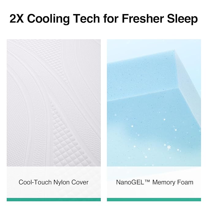 Novilla Bliss Cooling Mattress Twin XL, 10 Inch Gel-Infused Twin XL Memory Foam Mattress in a Box with Cool-Touch Nylon Cover, Motion Isolation & Ergonomic Support with CertiPUR-US Certified Foam
