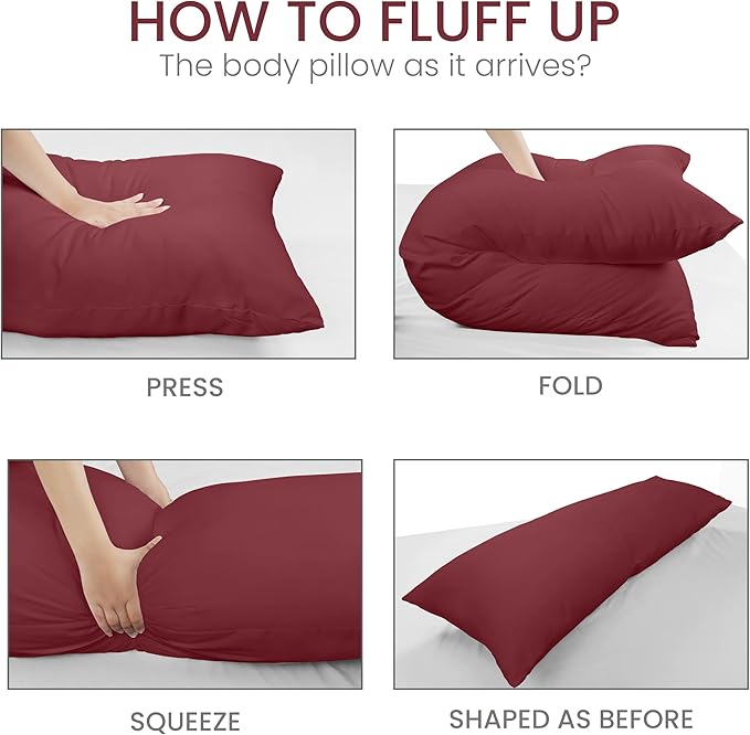 Utopia Bedding Full Body Pillow for Adults (Burgundy, 20 x 54 Inch), Long Pillow Insert for Sleeping, Ideal for Side Sleepers