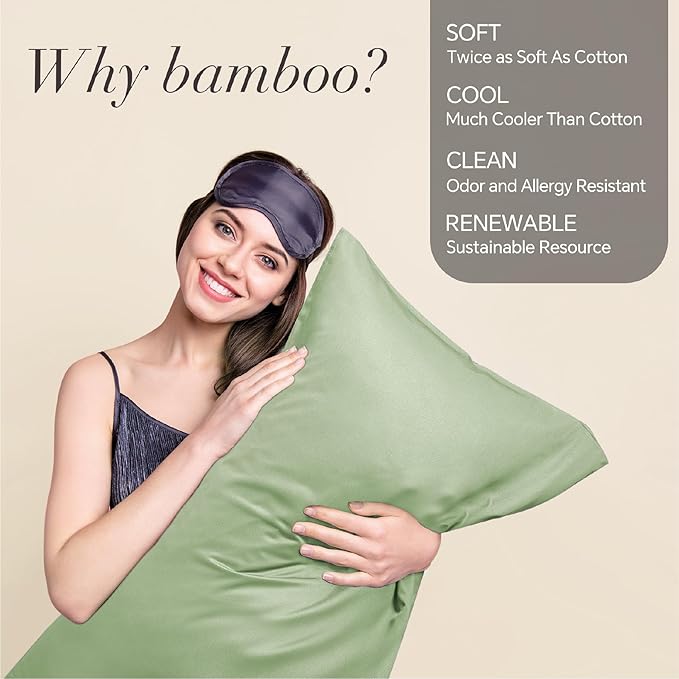 BEDELITE Body Pillow Cover, Rayon Made from Bamboo, Cooling Body Pillow Pillowcase for Hot Sleepers and Night Sweats, Breathable & Silky Soft Full Long Pillow Case Cover (Sage Green, 20x54 Inches)