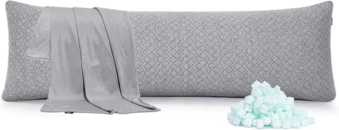 Rainmr Extra Long Body Pillow Cubies Memory Foam 150x50cm – Anime Body Pillow Insert for Adults – with Cooling Gray Cover Huggable Pillows 20x60 inches