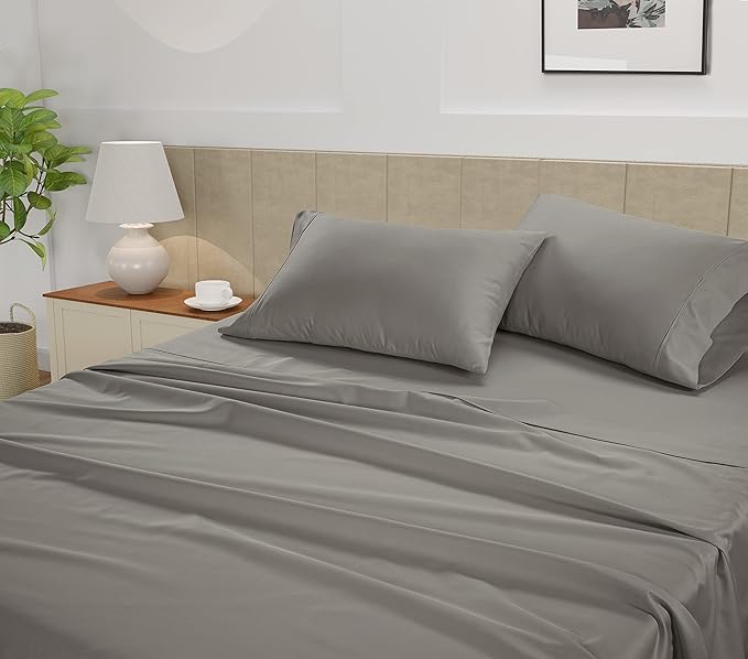 LANE LINEN 100% Cotton 450 Thread Count Split King Sheets Set for Adjustable Beds, Sateen Weave Hotel Quality, Fully Elasticized Oeko Tex Certified Sustainably Produced Machine Washable - Paloma