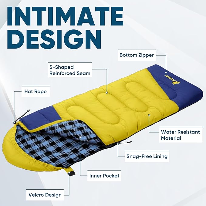 PTEROMY Sleeping Bags for Adults, Lightweight and Machine Washable, Water Resistant Backpacking Camping Sleeping Bag for Warm Cold Weather, Camping Essentials for Hiking Travel
