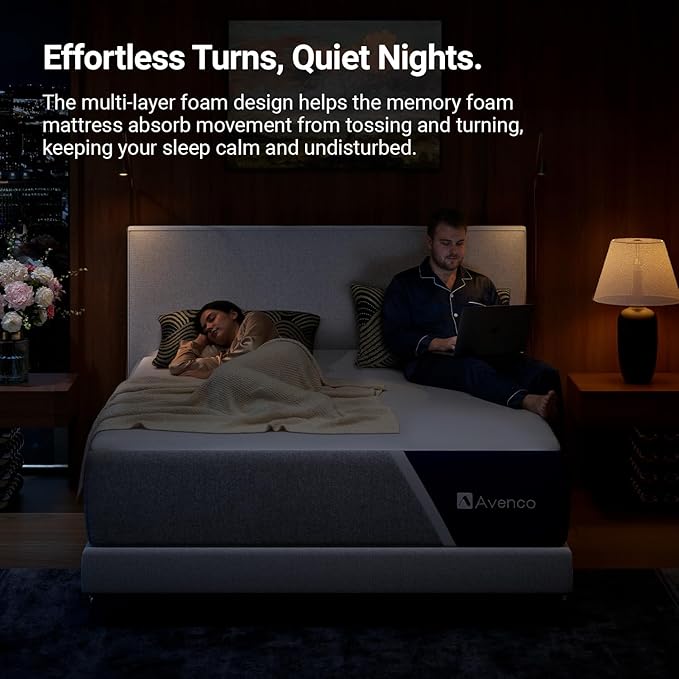 Avenco 12 Inch King Size Mattress with Open-Cell Foam for Breathable Comfort, Gel Memory Foam King Mattresses with Removable Cover, CertiPUR-US Certified Mattress in a Box
