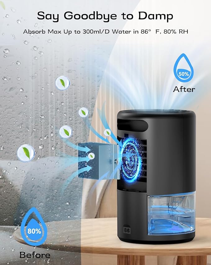 Dehumidifier, 35 oz Small Dehumidifiers for Home, Bathroom, Bedroom, Closet, Ultra-Quiet with Sleep Mode, 7 Color Lights & Auto Shut Off, Compact & Portable for RV, Rooms, Basement, Energy Saving