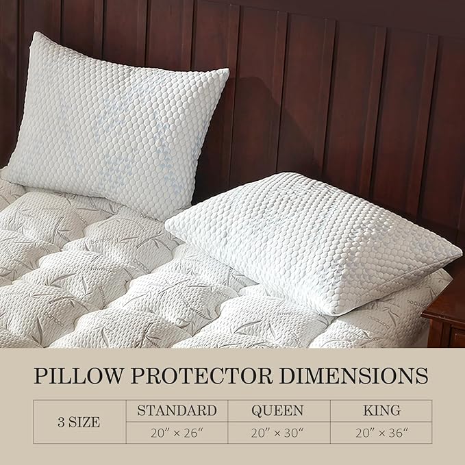 Pillow Protectors (2 Pack) Queen, Waterproof Pillowcase with Zipper, Breathable, Soft Pillow Cover for Better Sleep, Machine Washable