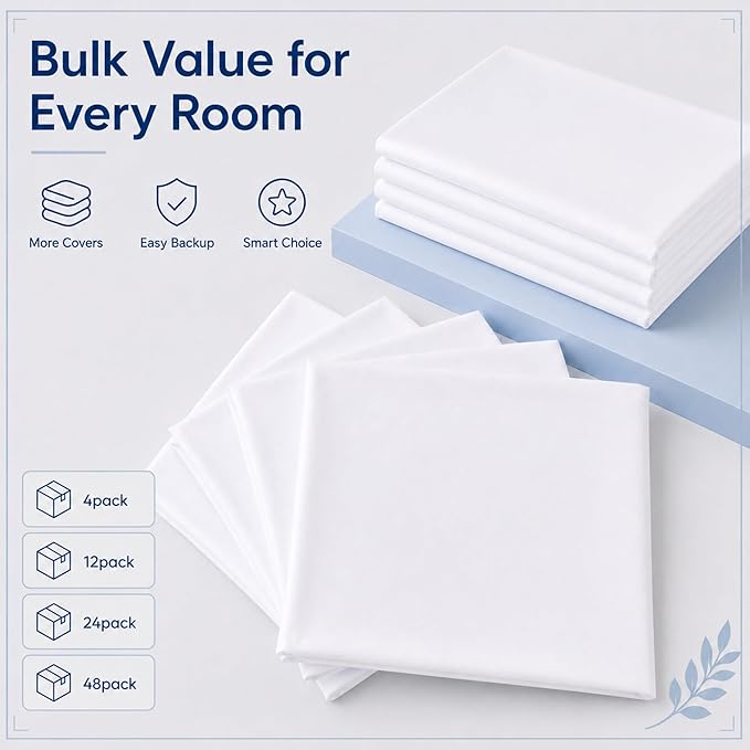 ZPECC White Pillow Cases Bulk 24 Pack - Standard Pillowcases with Envelope Closure, Soft Brushed Microfiber Pillow Cover for Hotel Airb&bs Hospital Bedding Essential
