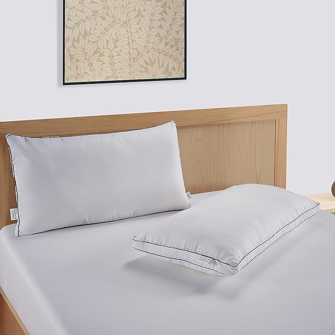 LANE LINEN Bed Pillows King Size Set of 2-20"x36" Medium Firm Down Alternative Pillows for Sleeping, Hotel Quality Back Stomach or Side Sleeper King Pillow 2 Pack, Cooling Soft Easy Care - White