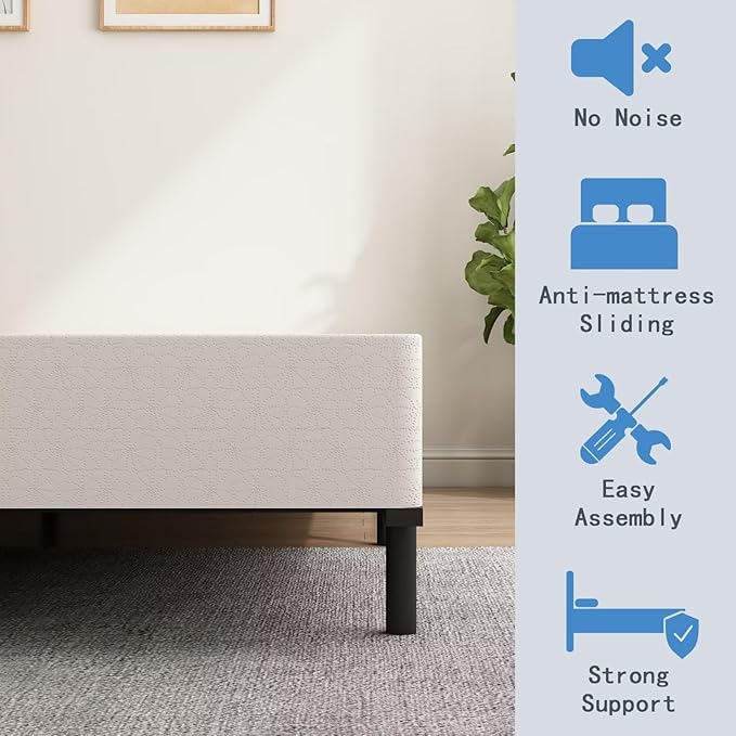 ALDRICH Box Springs Full 9 Inch, Heavy Duty Metal Frame Mattress Foundation with Easy Clean Cover, Noise Free, Easy Assembly