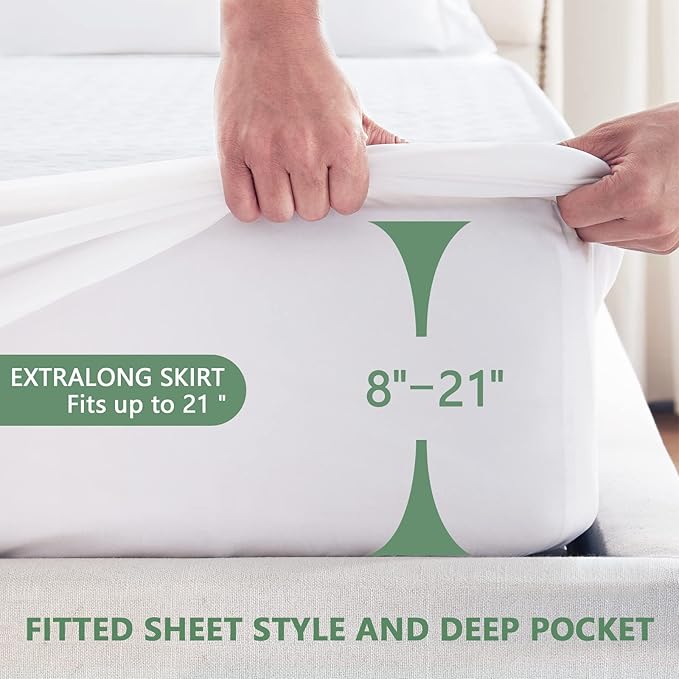Premium Waterproof Mattress Protector King Size, Breathable Bed Cover 3D Air Fabric Cooling Mattress Pad Cover Smooth Soft Noiseless Washable, 8''-21'' Deep Pocket (White)