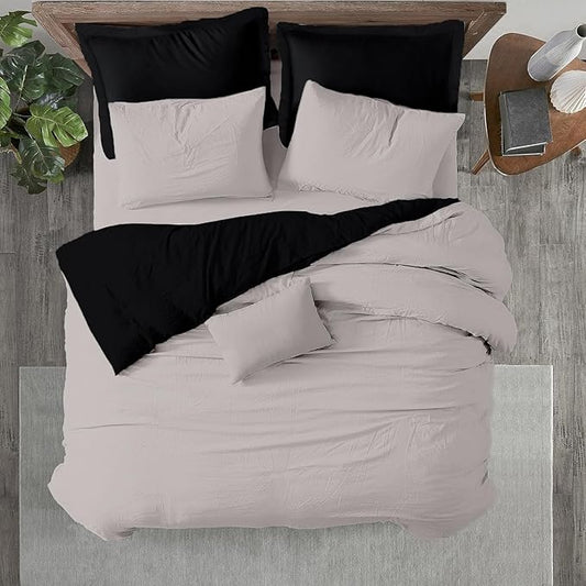 Kotton Culture 3 Pc King Size Duvet Cover Set- 100% Egyptian Cotton 600 Thread Count Ultra Soft Premium Durable Comforter Cover Zipper Closure & Corner Ties (Night's Shadow, King 104"x94")