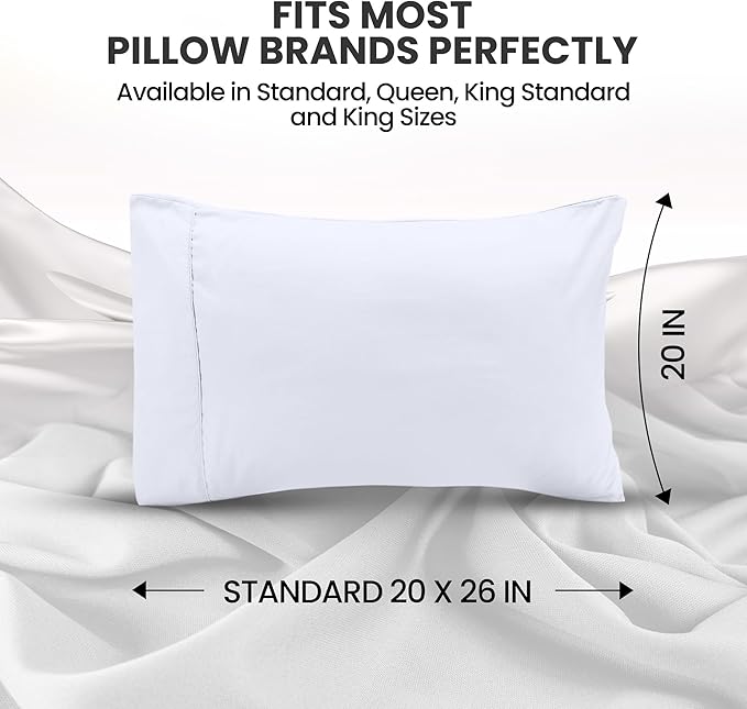 Utopia Bedding Standard Pillow Cases - 2 Pack - Envelope Closure - Soft Brushed Microfiber Fabric - Shrinkage and Fade Resistant Pillow Covers Standard Size 20 X 26 Inches (Standard, White)