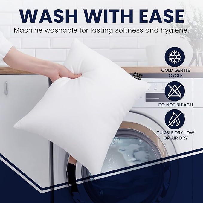 Bed Pillows for Sleeping, Set of 2 – Cooling, Hotel Quality with Soft Down Alternative Fill for Back, Stomach & Side Sleepers | White 100% Cotton Standard