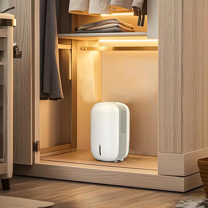 Mini Dehumidifier for Small Bathroom. Quiet. Auto Shut-OFF. Power Off Memory. Electric Dehumidifier for Small Space. Good for Bathroom Basement Bedroom Closet Safe Pantry RV Camper Yacht