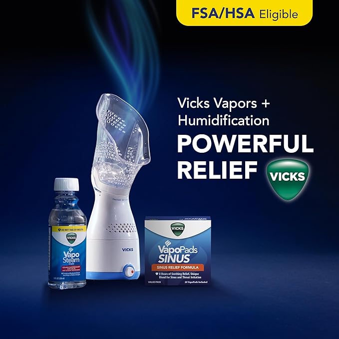 Vicks VapoPads Plus with Sinus Relief Formula - Vapor Pads Refill for Vicks Humidifiers and Steam Inhalers, Scent Pads for Congestion Relief, 20-Pack, Box Color May Vary