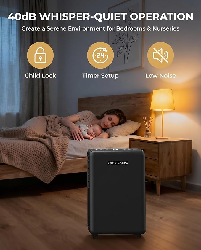 2000 Sq.Ft Dehumidifier for Basement, 30 Pints Dehumidifiers for Home with Drain Hose, 3 Mode, Auto Defrost, Intelligent Humidity Control for Bathroom, Bedroom, Large Room, Laundry, RV, Office