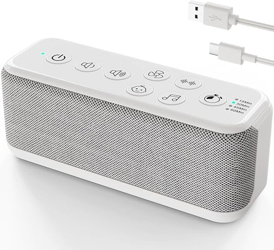 OnLyee White Noise Machine for Office Privacy, USB Rechargeable Sound Machine with 42 Non-Looping Sounds, Auto-Off Timer for Focus, Sleep and Travel